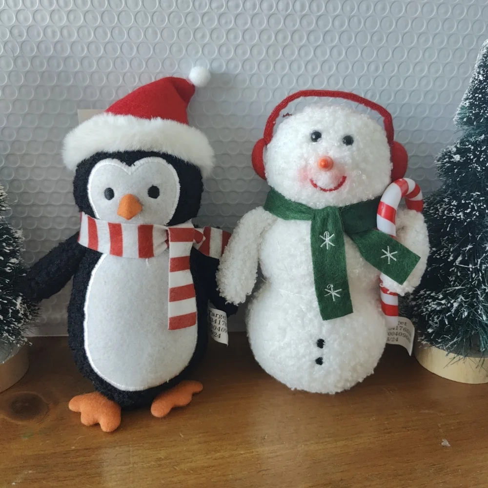 Set Of 2 Snowman Penguin Plush Christmas 2024 NWT 7-8” Target T